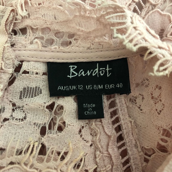 Bardot Midi Dress Sheath Lace Sleeveless Slit Light Pink 8 - Picture 16 of 16